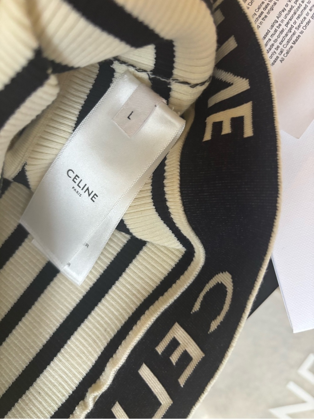 Celine Black and Cream Striped Ribbed Crop Tank - Picture 3 of 8